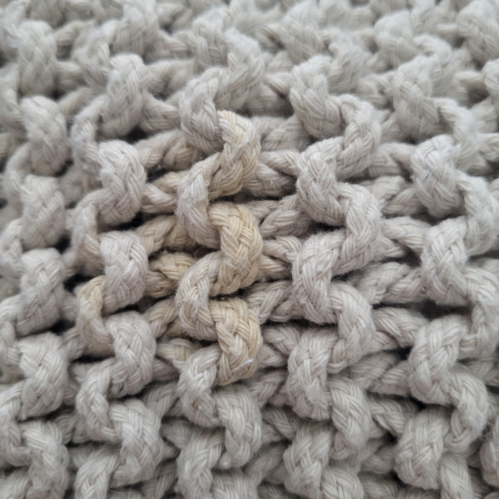 Cream Knit Pouf Ottoman Cover - Picture 7 of 8